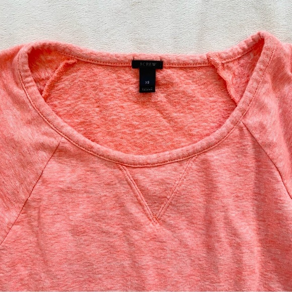 J. Crew Terry Neon Coral/Pink Terry 
 Quarter Sleeve Tee/Sweatshirt - Picture 3 of 4